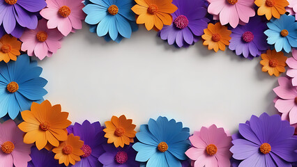 multicolored floral on white background. copy space. place for the text