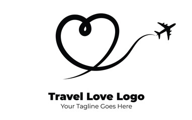 Travel Love Logo, Editable Vector Logo Template Vector. Love Trip Travel Logo Design Template