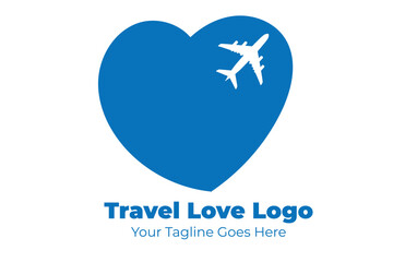 Travel Love Logo, Editable Vector Logo Template Vector. Love Trip Travel Logo Design Template