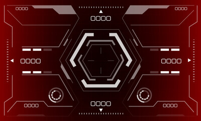 HUD sci-fi interface screen view white hexagon geometric design virtual reality futuristic technology creative display on red vector
