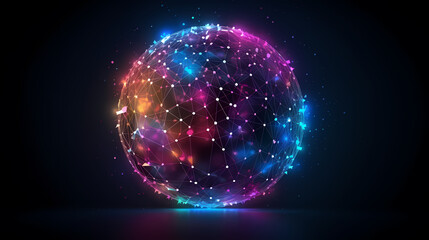 Fototapeta premium Global communication concept earth rotation and node network