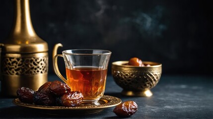  Tea Set with Teapot Cups and Dates for a Ramadan 