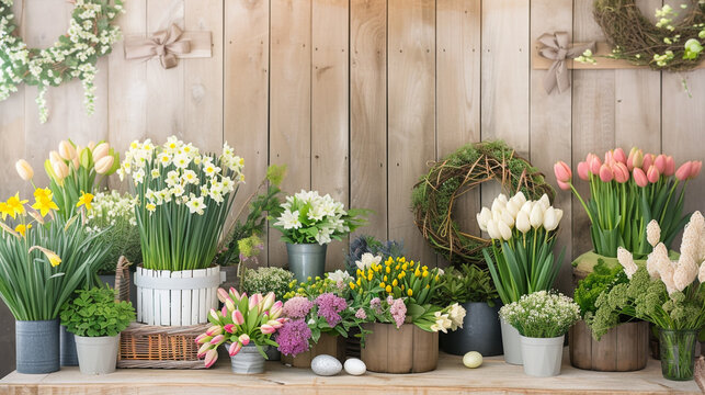 Springtime Blooms Flowers and Decorations Background