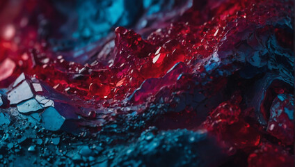 Brilliant cobalt and ruby gradient fusion in an abstract backdrop.