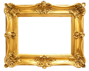 Golden classic vintage frame on transparent background
