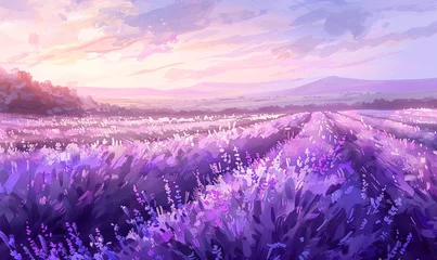 Photo sur Plexiglas Violet lavender field-generative ai