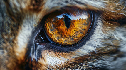 Close up eye of animal looking into camera