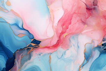Ethereal Abstract Art with Swirling Blue and Pink Hues
