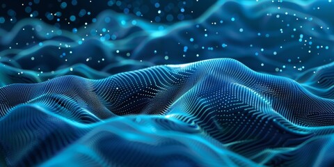 Fototapeta premium A blue wave with a lot of dots on it