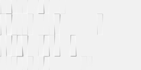 Random rotated vertical white rectangle boxes or bricks block background wallpaper banner template fade out with copy space