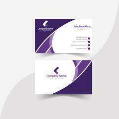Creative corporate modern business card clean double-side personal with purple color & black color design template for personal user horizontal layout print ready.
