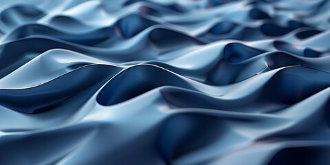 The image is a close up of a blue fabric with a wave pattern