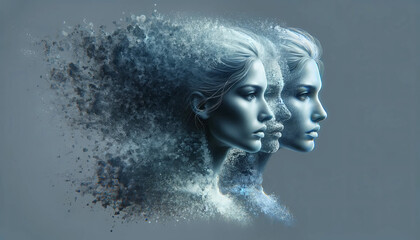 Fototapeta premium Human Mind Dissolving: A Digital Art Representation of Mental Health