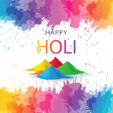 Happy Holi vector sign with colorful triangles pattern