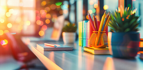Creative Exploration: A Colorful Assortment of Pencils and Art Supplies, Ready to Inspire Imagination and Innovation - Powered by Adobe
