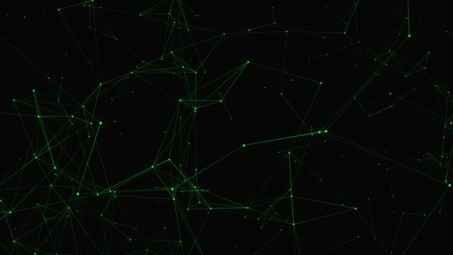 Illustration  abstract background with connected line and dots, Futuristic digital background for Business Science and technology green color animated particle plexus bacground.