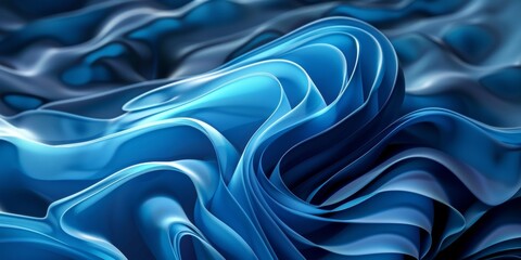 Obraz premium A blue wave with a blue fabric in the middle