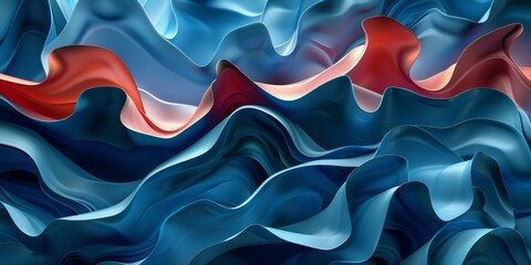 Obraz premium A blue and red wave with a blue and red stripe