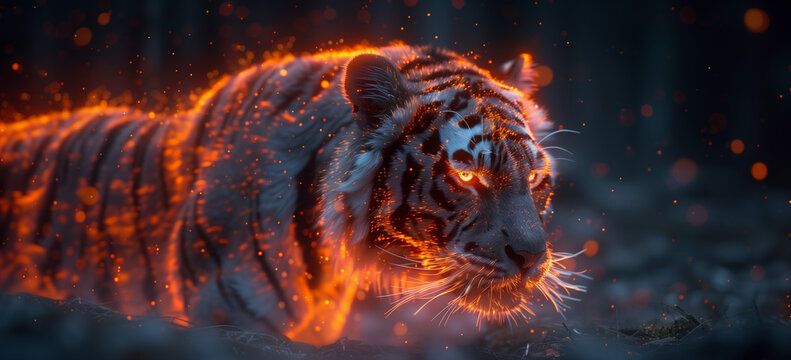 Tiger in a Veil of Sparks