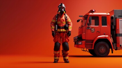 3D render of Firefighter in gear