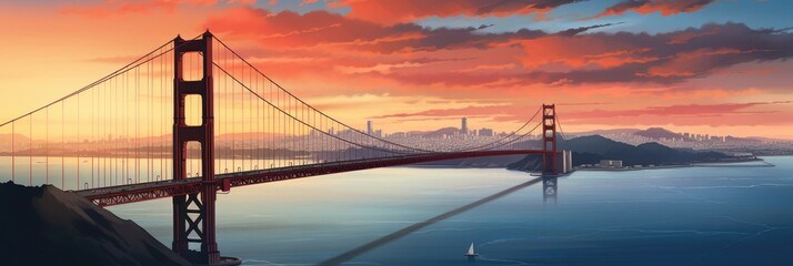the golden gate bridge is seen from above as it enters - obrazy, fototapety, plakaty