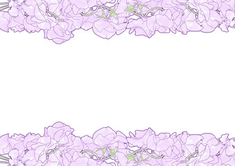 リアルな紫のスイートピーの水彩フレーム
