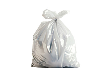 A crumpled white plastic garbage bag isolated on background, perfect for recycling waste - obrazy, fototapety, plakaty