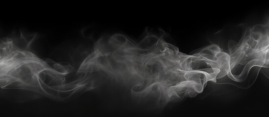 A cloud of white smoke billows out of a pipe against a black background resembling a cumulus cloud in a monochrome photography style - obrazy, fototapety, plakaty
