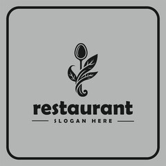 restaurant logo design with a spoon and fork theme, with a simple and elegant style