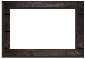 Blank brown wooden frame on isolated background