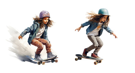 children playing skateboards