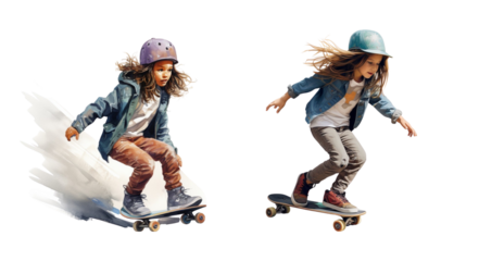 children playing skateboards