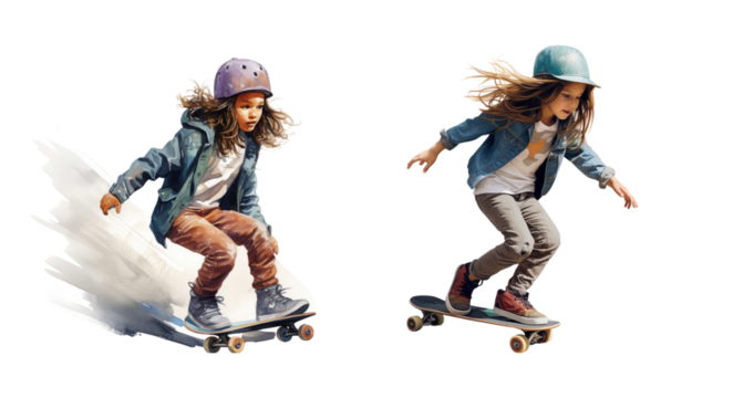 children playing skateboards