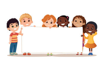 children holding blank sign