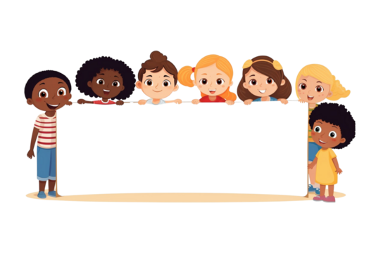 children holding blank sign
