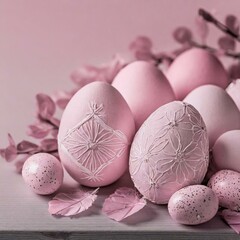 easter eggs in pastel pink colors