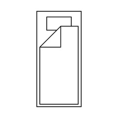 Single bed icon. Outline technical drawing. Vector illustration of bed. Linear web pictogram isolated on white background. Architectural furniture symbol. Bedroom concept. Top view.