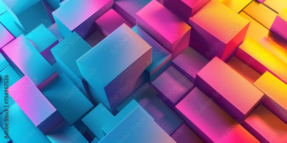 Poster a colorful image of blocks with a blue background - stock background.