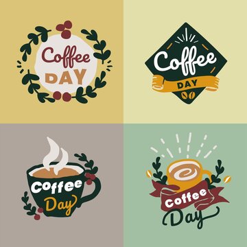 International Coffee Day Logo Vector Set