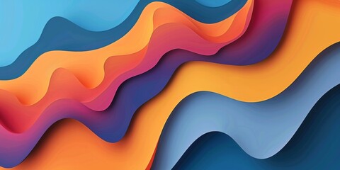 A colorful wave with blue, orange, and purple colors - stock background.
