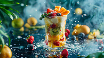 Fruit cocktail with fruits smoothies