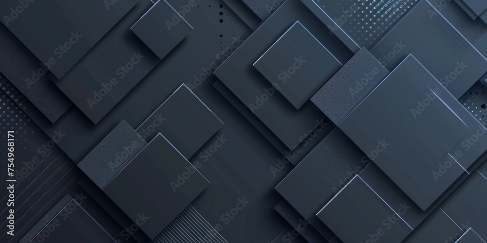 Wall mural a black background with squares of different sizes - stock background.