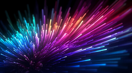 Obraz premium Abstract neon background glowing dynamic lines, fiber optics colorful