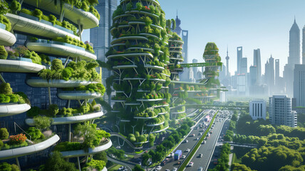 Obraz premium modern architecture building in an urban environment with green