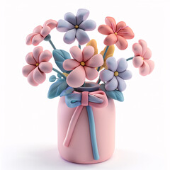 3d clay Mother's Day Valentine's Day gift flower arrangement bouquet

