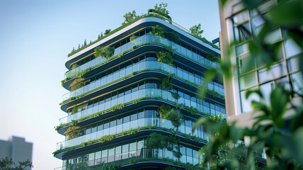 modern architecture building in an urban environment with green