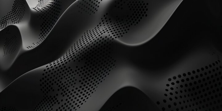 A black and white image of a wave with many dots - stock background.