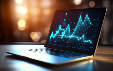 economic growth profite pc charts on laptop screen illustration