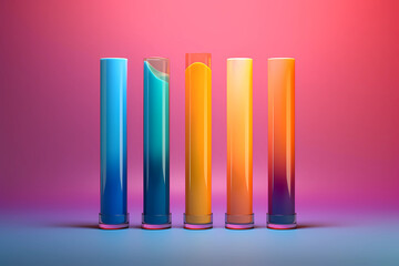 Glass test tube with colorful paint - obrazy, fototapety, plakaty