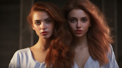 Two models fashion portrait 8k 4k photorealist

